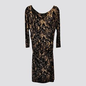 Lauren Ralph Lauren Slinky Snake Print Ruched Faux Wrap Cocktail Dress 14